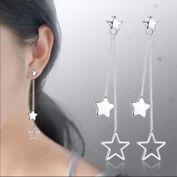 Sterling Silver 925 Star Earrings - Picture 5 of 5